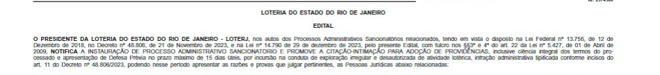 Loterj intima casas de apostas, mas não explica motivo