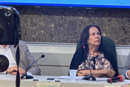 Teresa Bergher, na reunião do PSDB que aprovou o apoio à candidatura de Marcelo Queiroz (PP) à Prefeitura do Rio e a indicação da vereadora para vice