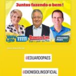 Material de propaganda de Vera Lins, com Dionísio e Eduardo Paes: deputado reafirma lealdade ao governador, mas diz que "todos têm o direito de votar democraticamente"