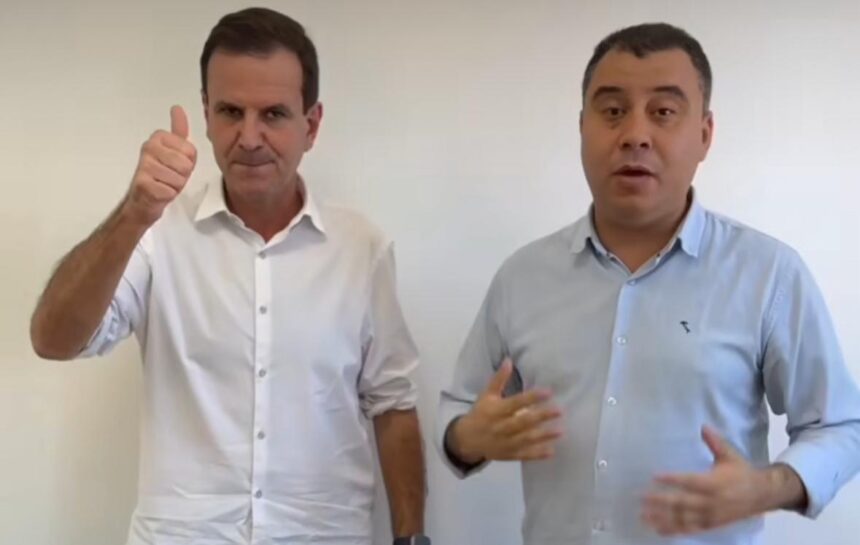 O prefeito Eduardo Paes e o candidato a vereador do Republicanos David Mariano: por causa de vídeo divulgado nas redes sociais, partido anuncia que vai expulsar o candidato e retirar seu nome da nominata. Outros filiados reagem