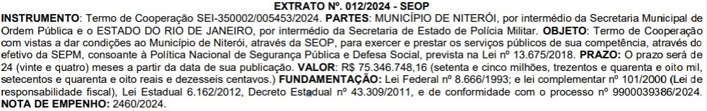 Niterói e Estado renovam Proeis por R$ 75 milhões