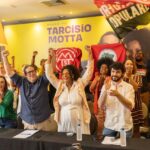 A convenção de Tarcísio Motta, do PSOL, teve a exibição de vídeos de apoio do deputado federal Lindbergh Farias e das ministras Marina Silva e Sonia Guajajara