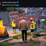 Em foto postada nas redes sociais, Valdecy da Saúde, candidato governista à Prefeitura de São João de Meriti, visita obras feitas pelo Instituto Rio Metrópole em ruas do município