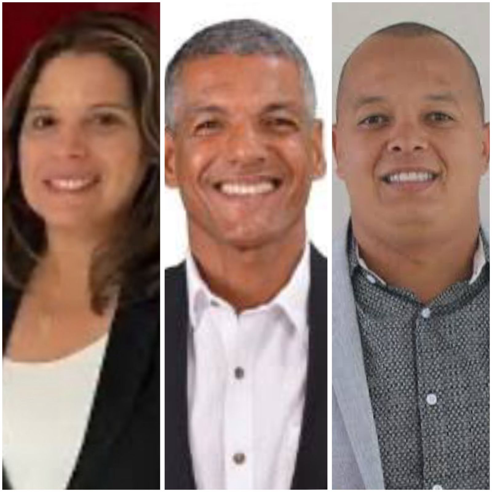A prefeita Fernanda Ontiveros, o vereador Tiago Careca e o PM Helder: disputa acirrada em Japeri, na Baixada Fluminense