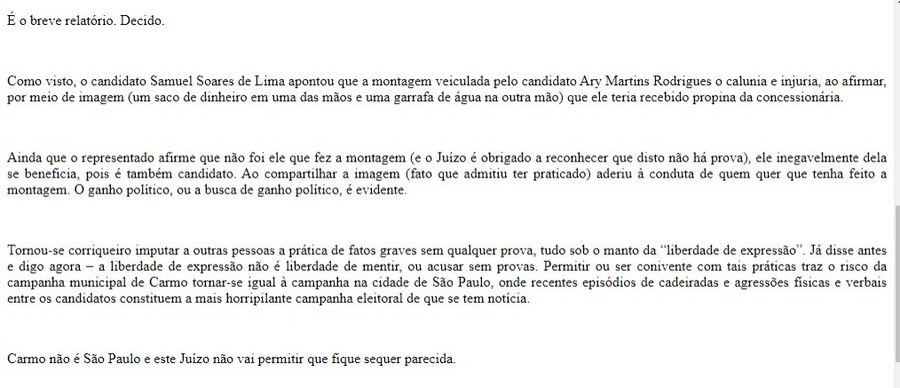 Juiz cita 'cadeirada' de São Paulo para multar candidato a vereador de Carmo