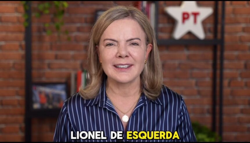 A presidente nacional do PT, Gleisi Hoffman, gravou vídeo em apoio à candidatura de Leonel de Esquerda: o rapaz, apoiado pelo deputado federal Lindbergh Farias, foi um dos aspiras cuja campanha foi inflada com recursos do diretório nacional