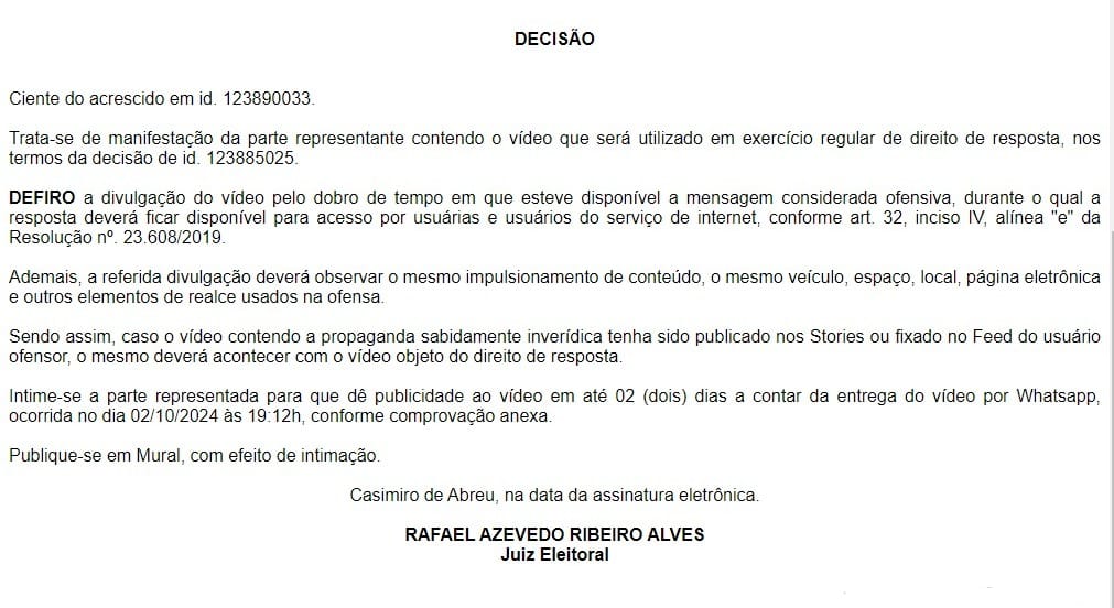 Ramon Gidalte ganha direito de resposta na rede de Antônio Marcos