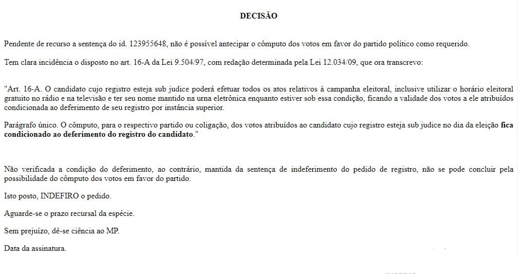 Justiça nega pedido do Republicanos para computar votos de Kaio Brazão