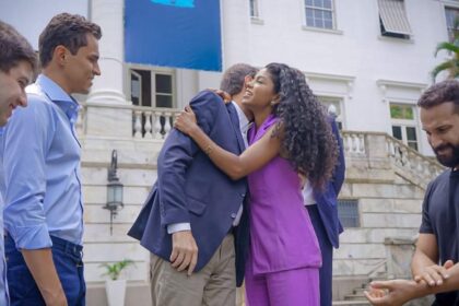 Paes em festa com os novatos: Joyce Trindade, Didi Vaz, Flávio Valle e Salvino Oliveira