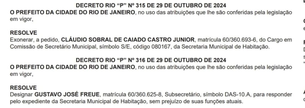 Claudio Caiado pede exoneração da Habitação e fará bate e volta na Alerj