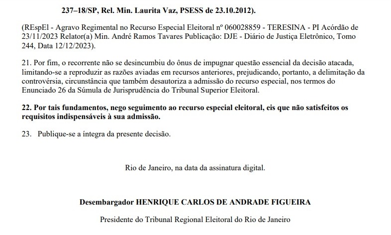 Presidente do TRE rejeita recurso e mantém Rodrigo Amorim inelegível