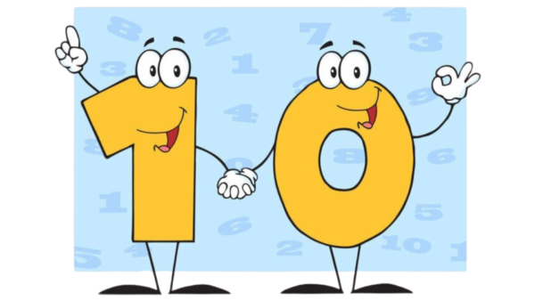 numeros 1 e 0 de mãos dadas sorrindo, formando um numero 10