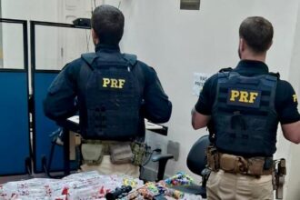 PRF encontra mais de 20 kg de drogas e uma réplica de fuzil em picape na BR-101