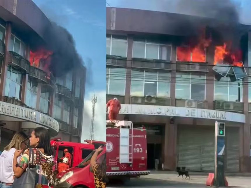 Incêndio de grandes proporções destrói salas da Prefeitura de Itaguaí