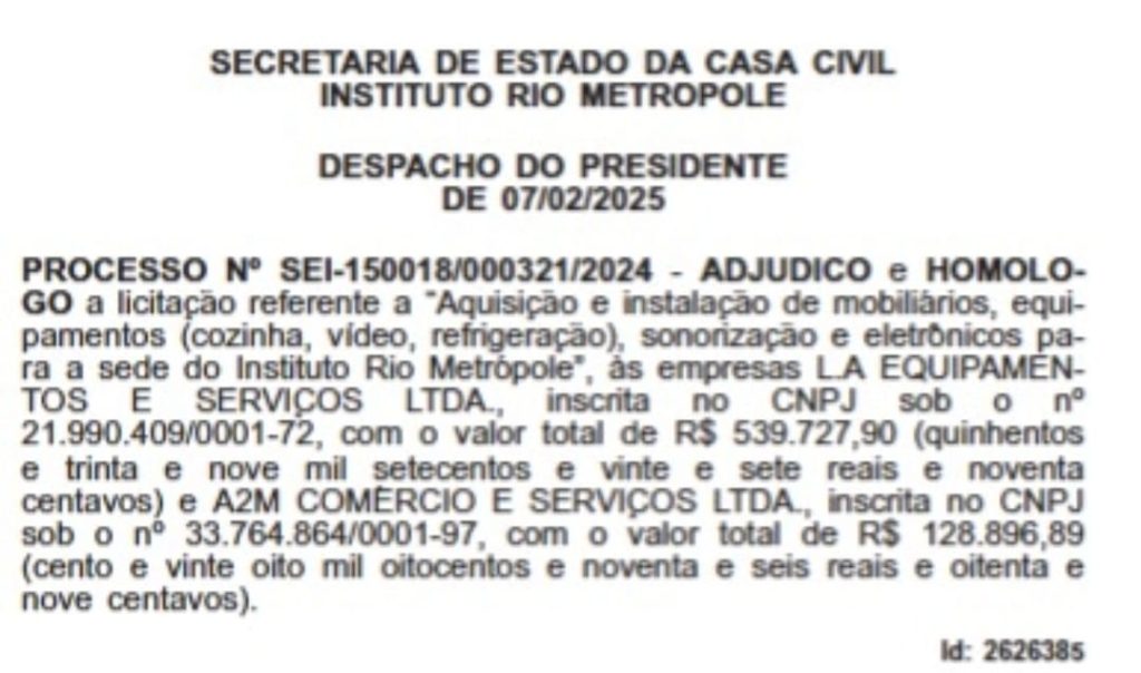 Rio Metrópole economiza e mobiliário de luxo custará 'só' R$ 668 mil