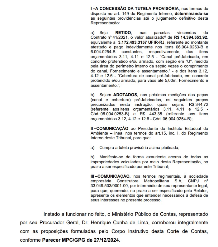 TCE aponta superfaturamento de R$ 14 milhões em contrato do Inea