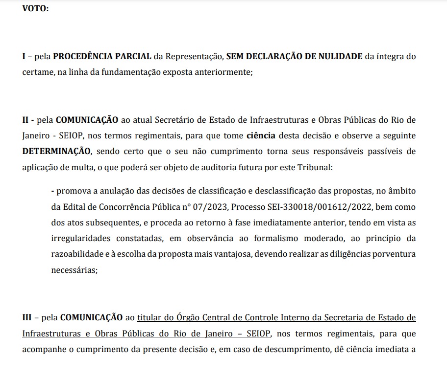 Tribunal de Contas anula desclassificação de empresa em licitação de R$ 30 milhões