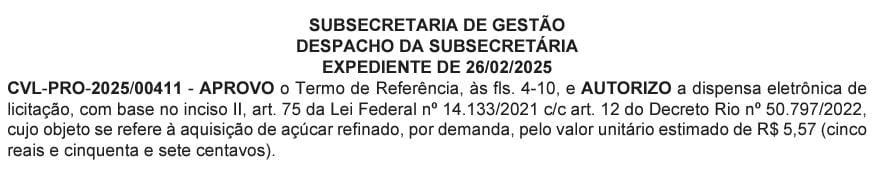 Açúcar salgado: prefeitura quer comprar o quilo por até R$ 5,57