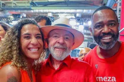 Anielle Franco e Tiago Santana com o presidente Lula: presidente do PT no Rio foi nomeado no ministério da irmã de Marielle Franco