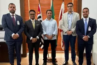 Poubel; Rafael Satiê; o vice-prefeito de São Paulo, Ricardo Mello Araújo; Rogério Amorim; e Fernando Armelau: bancada do PL na Câmara do Rio vai conhecer a Guarda Civil Metropolitana