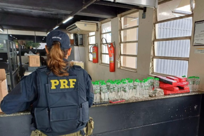 Na manhã desta sexta-feira (25), a Polícia Rodoviária Federal (PRF) flagrou, durante fiscalização na BR-101, em Campos dos Goytacazes, duas mulheres transportando drogas no interior de um veículo. Foram contabilizados 13 tabletes (aproximadamente 10 quilos) de maconha e 129 frascos de lança perfume. Elas foram presas por tráfico de drogas.