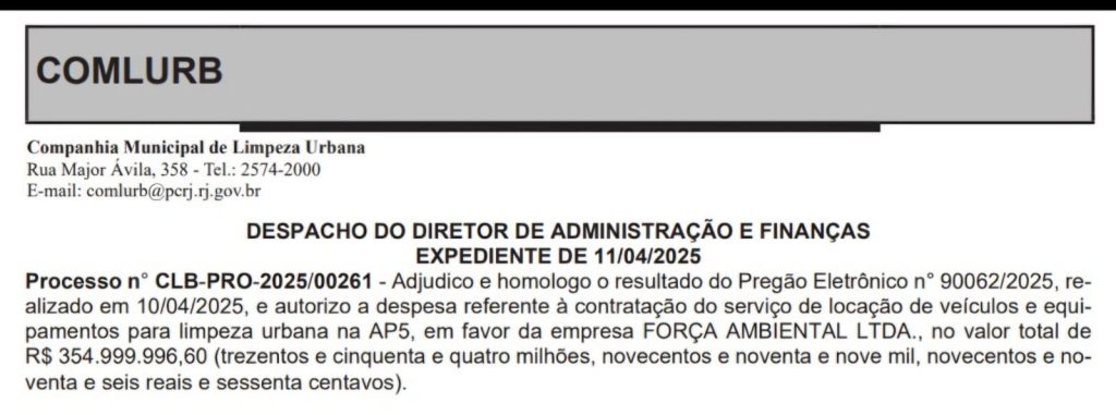 Comlurb vai alugar, por R$ 785,4 milhões, caminhões para atuar na Zona Oeste 64 Comlurb fecha contrato de R$ 354,9 milhões para caminhões na Zona Oeste