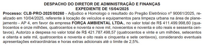 Comlurb vai alugar, por R$ 785,4 milhões, caminhões para atuar na Zona Oeste 62 WhatsApp Image 2025 04 16 at 09.56.47