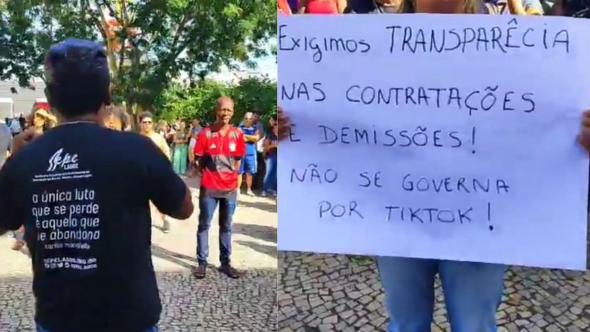 Professores fazem ato em frente à Prefeitura de Cabo Frio