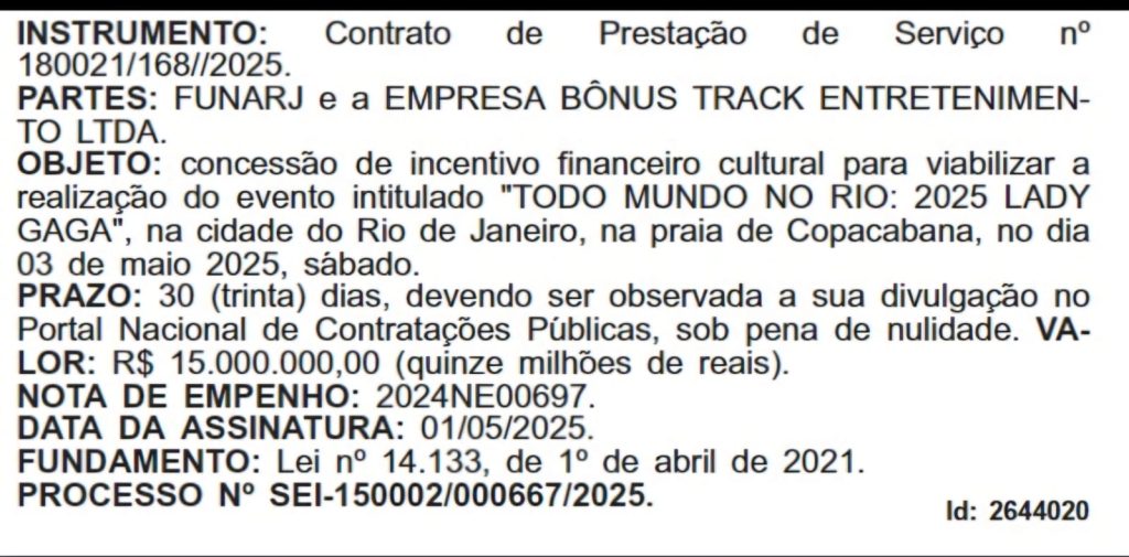 Estado libera os R$ 15 milhões prometidos para o show de Lady Gaga 62 Imagem do WhatsApp de 2025 05 06 as 08.43.48 5ded7d12