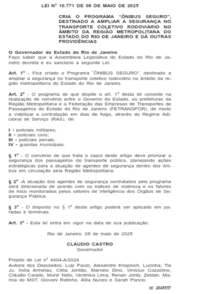 Cláudio Castro sanciona lei que cria o programa 'Ônibus Seguro' 62 Imagem do WhatsApp de 2025 05 09 as 08.09.51 5b48ae9b