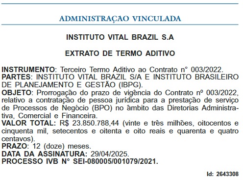 Sem concurso, Instituto Vital Brazil vai gastar R$ 50,3 milhões com empregados terceirizados 62 WhatsApp Image 2025 05 05 at 13.22.25 1
