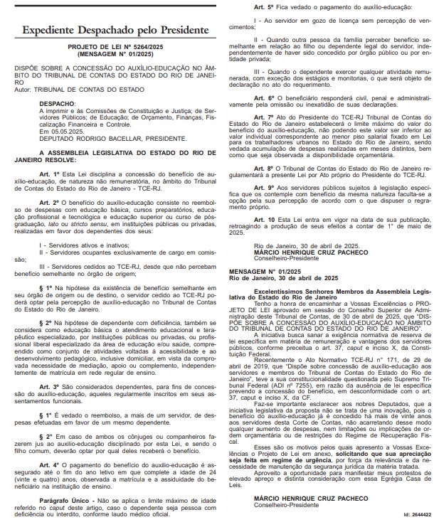 Tribunal de Contas quer dar auxílio-educação a servidores e pede urgência à Alerj 62 Tribunal de Contas quer dar auxílio-educação a servidores e pede urgência à Alerj