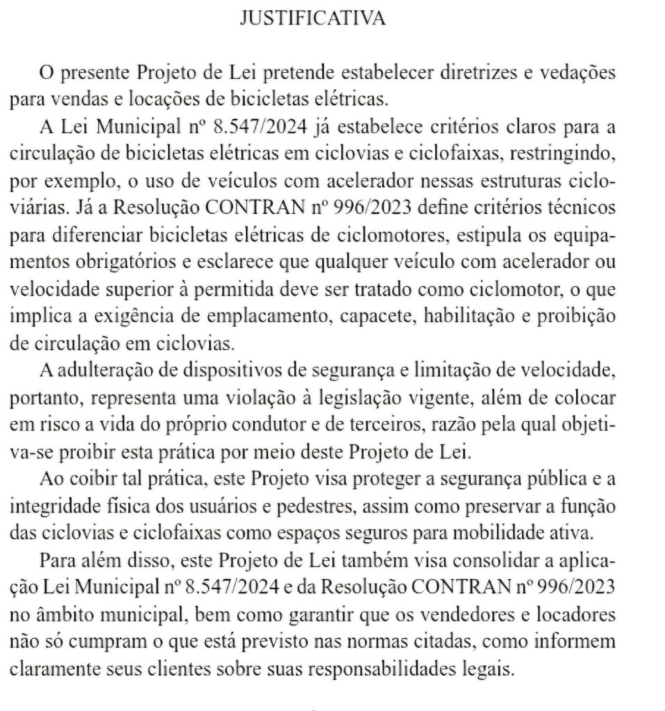 Vereador apresenta lei para proibir alteração no limite de velocidade de bicicletas elétricas 64 WhatsApp Image 2025 05 12 at 10.32.05 2 1