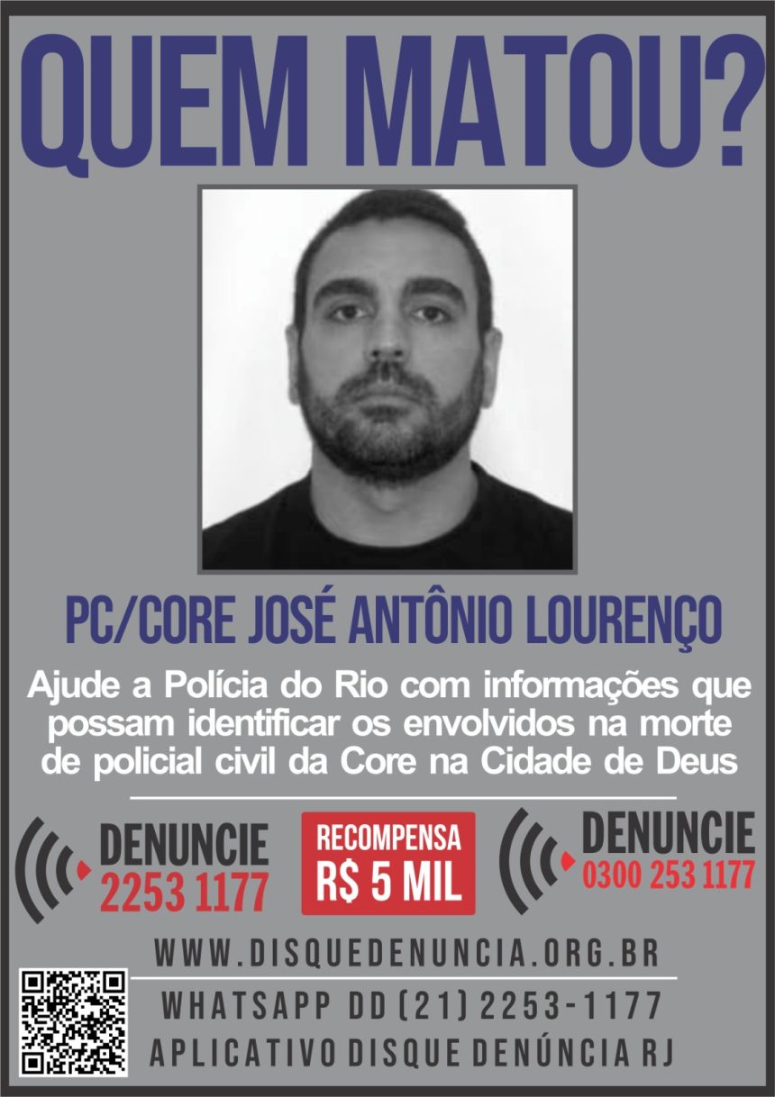 Disque Denúncia oferece R$ 5 mil por informações dos assassinos do policial da Core
