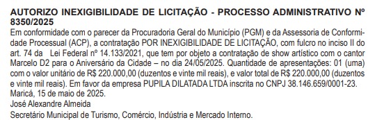 Parabéns salgado: Maricá gasta quase R$ 2 milhões em cachês de artistas para aniversário 63 WhatsApp Image 2025 05 20 at 19.30.05