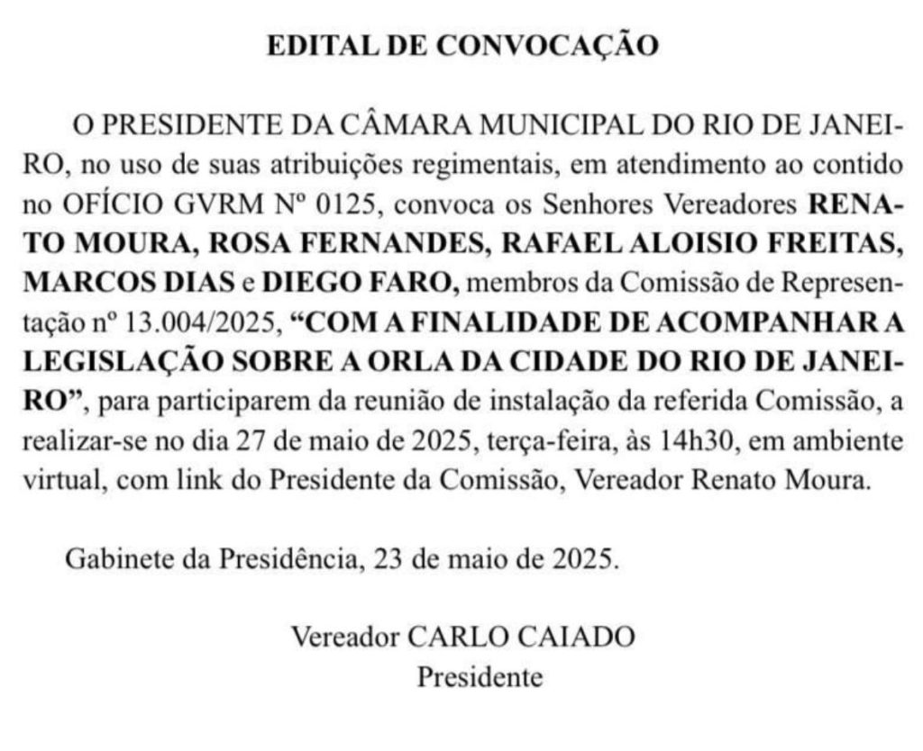 Paes convoca vereadores e barraqueiros para discutir, nesta terça, as novas regras para a orla 62 WhatsApp Image 2025 05 26 at 11.28.20
