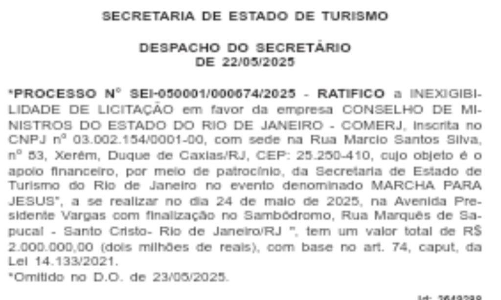 Quem dá mais? Estado supera prefeitura e dá R$ 2 milhões para a Marcha para Jesus 62 WhatsApp Image 2025 05 26 at 12.30.11