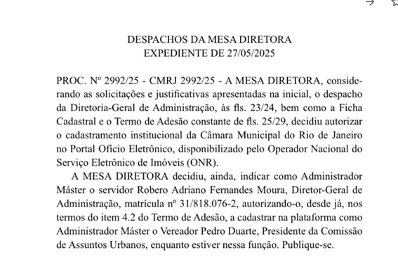 Comissão da Câmara faz convênio para aumentar fiscalização de imóveis do Rio 62 WhatsApp Image 2025 05 28 at 14.10.14