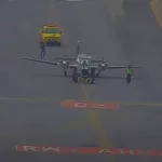 Avião derrapa na pista do Santos Dumont e voos ficam suspensos por 25 minutos
