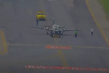 Avião derrapa na pista do Santos Dumont e voos ficam suspensos por 25 minutos