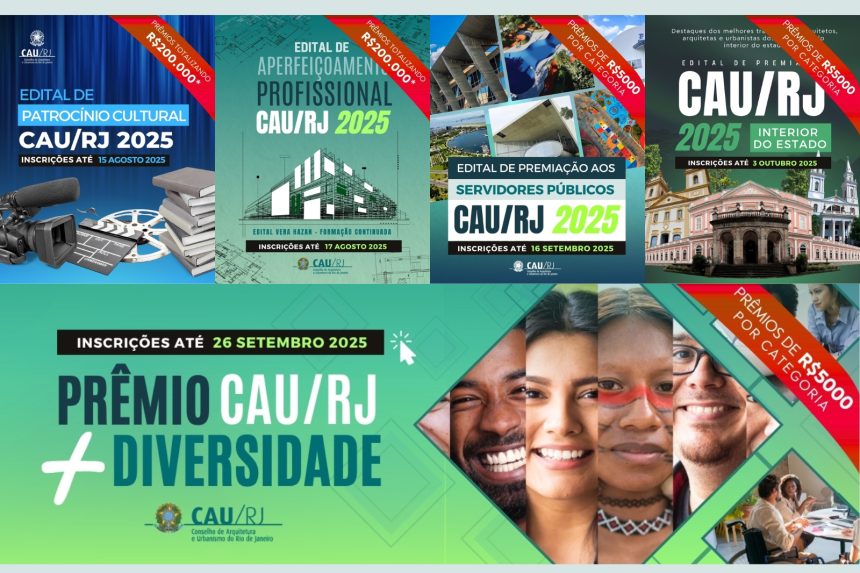 O CAU/RJ lançou cinco editais com o objetivo de valorizar e fortalecer diferentes áreas da arquitetura e do urbanismo no Rio: os prêmios variam de R$ 5 mil a R$ 200 mil