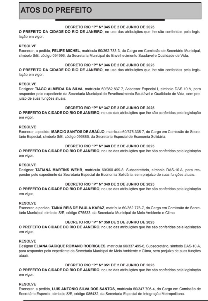 Paes exonera secretários para reforçar base na votação do projeto da Guarda Municipal 62 WhatsApp Image 2025 06 03 at 07.14.29