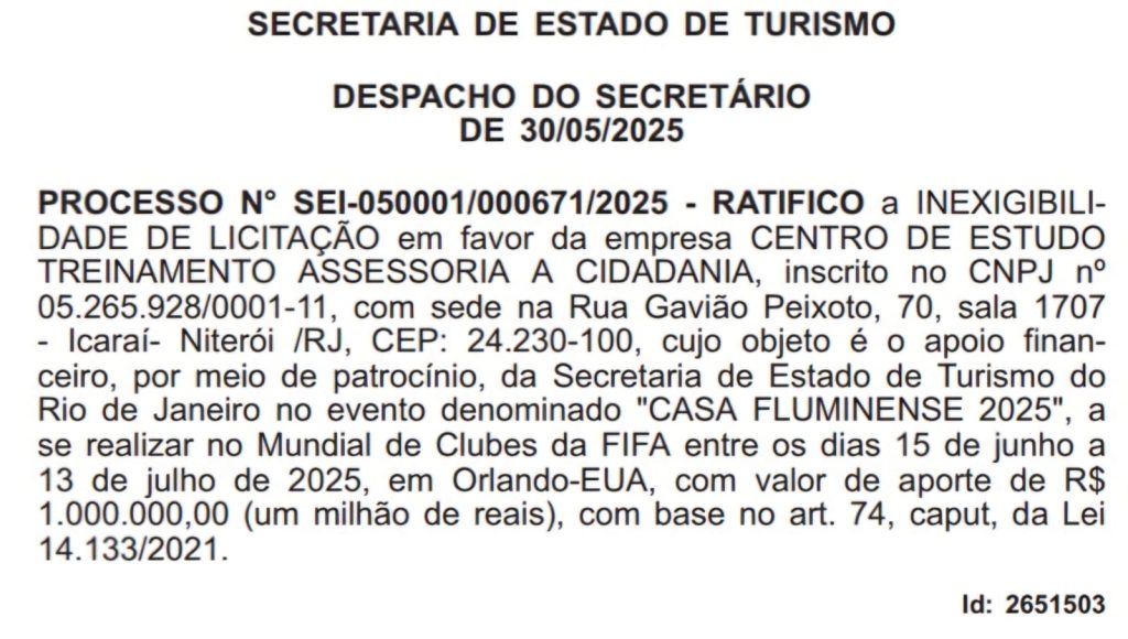 Estado dá R$ 2 milhões para 'casas' de Flamengo e Fluminense no Mundial de Clubes, nos EUA 63 WhatsApp Image 2025 06 03 at 08.32.48 1