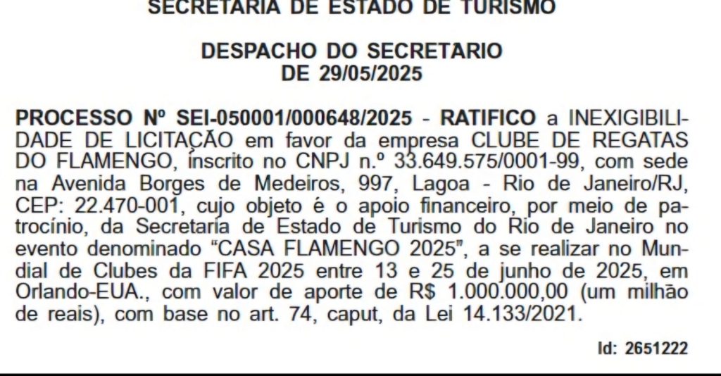 Estado dá R$ 2 milhões para 'casas' de Flamengo e Fluminense no Mundial de Clubes, nos EUA 62 WhatsApp Image 2025 06 03 at 08.32.48