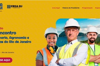 O cartaz do CREA AQUI, o maior evento das engenharias, da agronomia e do estado, que vai acontecer nesta quinta-feira (5), na Marina da Glória