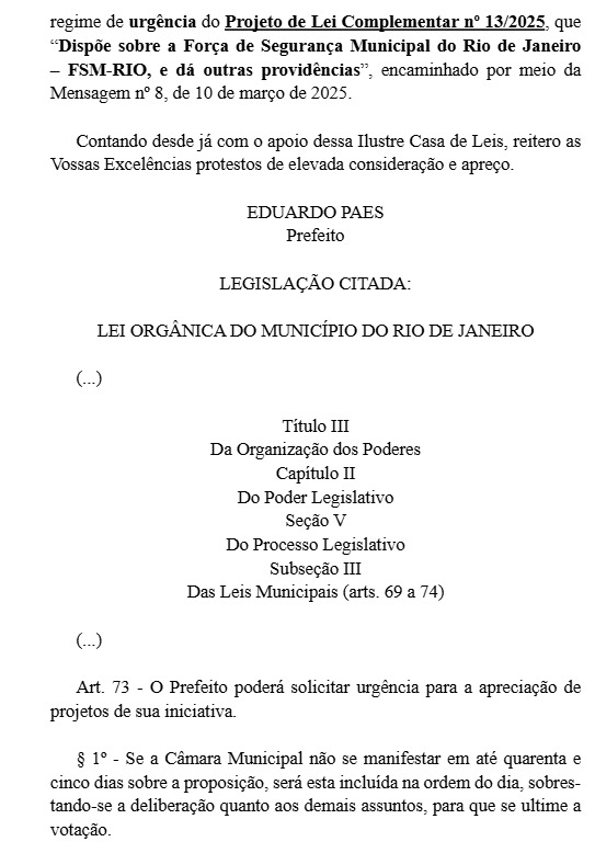 Eduardo Paes pede urgência à Câmara para votar o polêmico projeto da Guarda 63 WhatsApp Image 2025 06 09 at 14.30.34