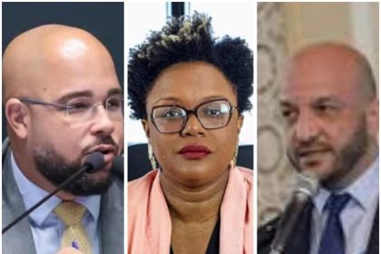 os secretários-vereadores Márcio Santos (PV), da Economia Solidária; Tainá de Paula (PT), do Meio Ambiente; e Felipe Michel (PP), de Envelhecimento Saudável, foram exonerados pelo prefeito Eduardo Paes (PSD), nesta terça-feira (10): reforço na tropa de choque para votar o projeto da Guarda