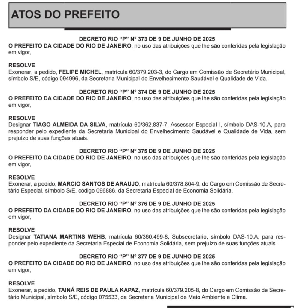 Paes exonera secretários para reforçar tropa de choque na Câmara; projeto da Guarda já pode ir à votação 62 WhatsApp Image 2025 06 10 at 07.10.34