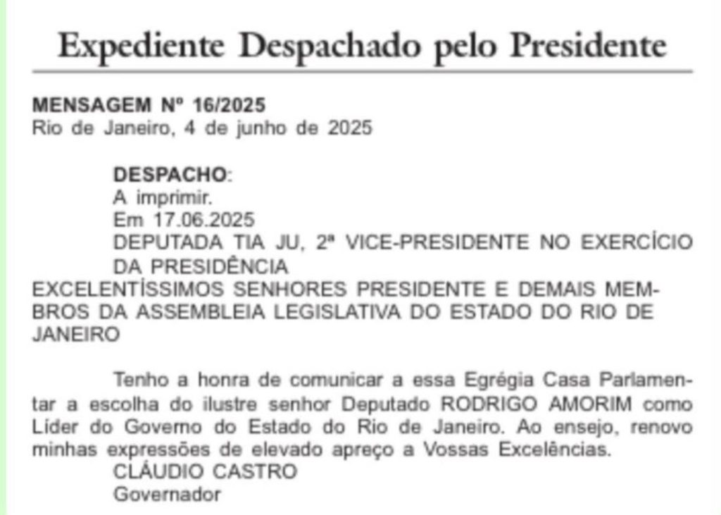 Rodrigo Amorim (União) é oficializado líder do governo na Alerj; secretários serão chamados à casa para discutir projetos 62 WhatsApp Image 2025 06 18 at 09.32.35