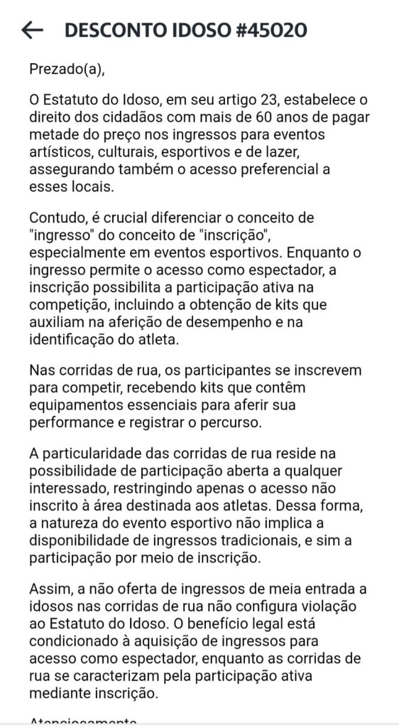Idosos reclamam da falta de desconto na Maratona do Rio: 'tudo se resume a lucro' 62 WhatsApp Image 2025 06 18 at 17.44.35